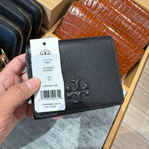 Tory Burch Thea Compact Wallet Pebbled Leather 169967 / choose 1 color‼️ - Picture 16 of 16